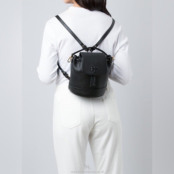 Tory Burch Mini Thea Pebbled Leather Bucket Backpack In
