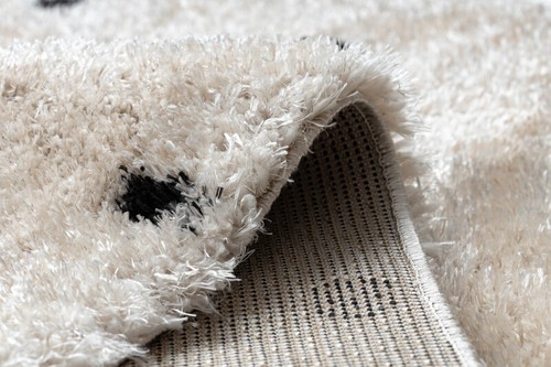 Amazing Modern Rug shaggy "FLUFFY" 5cm soft DOTS cream / anthracite High Quality - Picture 5 of 6