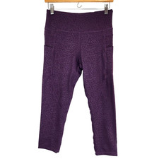 Zyia Active High Rise Leggings Womens M Crop Purple Pocket NWOT Pebbled Texture