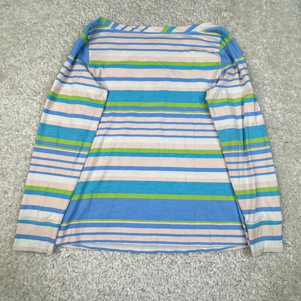Top Lilly Pulitzer Aleah Paradise Azul Multi Rayas Cuello Barco Mujer XL DEFECTUOSO Foto 2 de 4