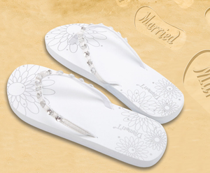 Matrimonio Just Married Infradito Strass Cristalli Bianco Spiaggia Luna di Miele | eBay