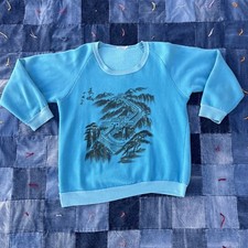 1950'S 1960'S VINTAGE SWEATSHIRT SWEATER CREWNECK Two Tone Baby BLUE S/M China