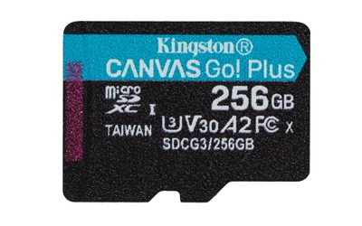 Kingston Canvas Go! Plus 256 GB microSDXC, Speicherkarte schwarz, UHS-I (U3), A2