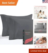 Cooling Sateen Weave Egyptian Cotton Pillowcases - Standard/Queen Size Set of 2