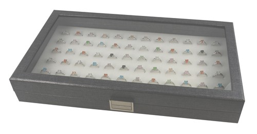 Grey Leatherette Case with Choice of Ring, Earring, Pendant, Necklace Display - Picture 23 of 39