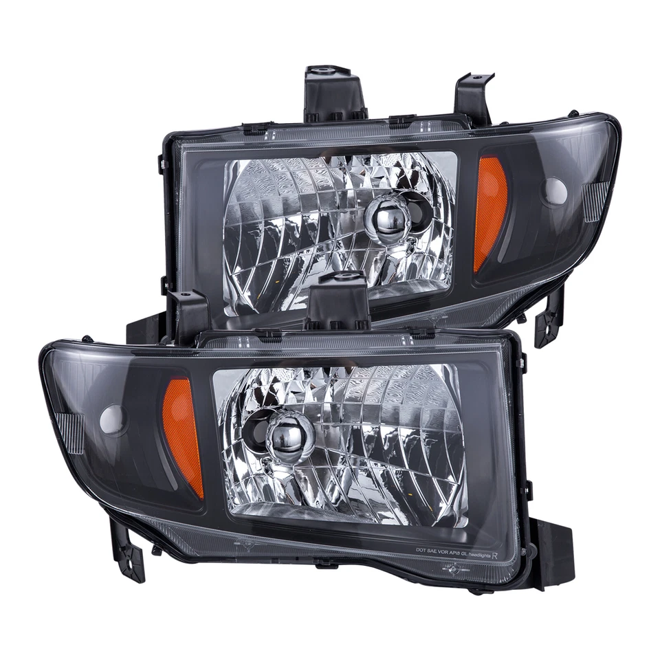 Conjunto de faros para Honda Ridgeline 2006-2014 par negro ámbar Foto 2 de 4