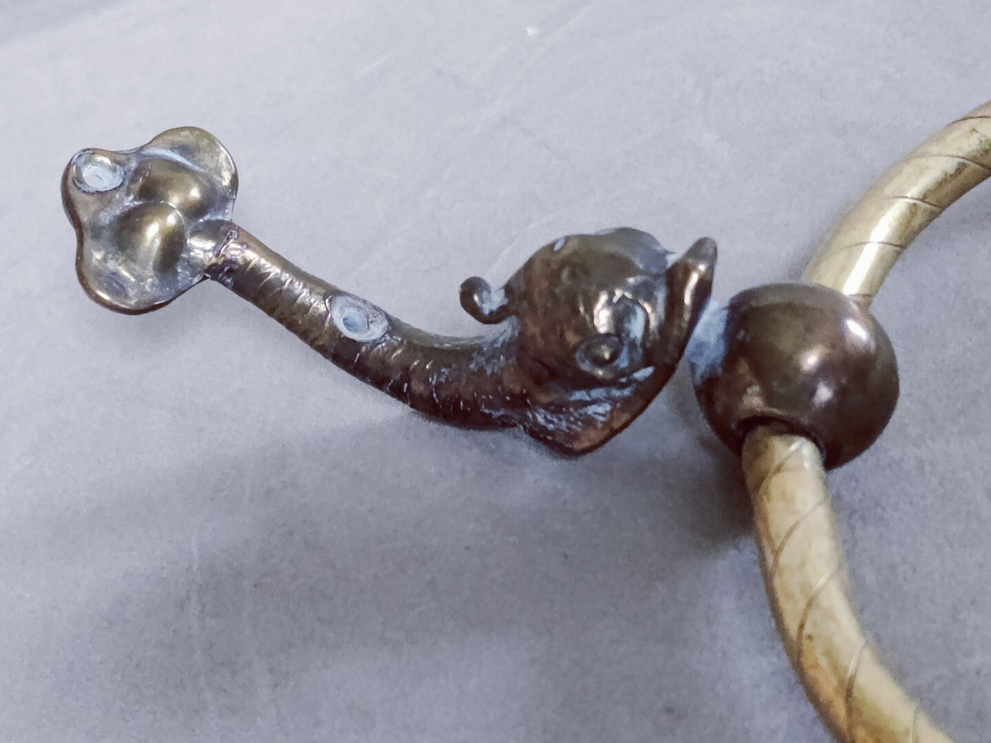Antique Hollywood Regency Cast Brass Dolphin Koi Fish Towel Holder Ring