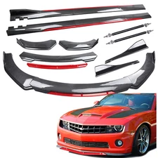 Front Bumper Lip Spoiler Bod Kit For Chevrolet Camaro SS Side Skirt Carbon Fiber