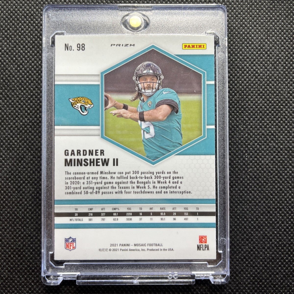 🔥2021 Mosaic GENESIS Prizm Gardner Minshew II #98 Case Hit SSP