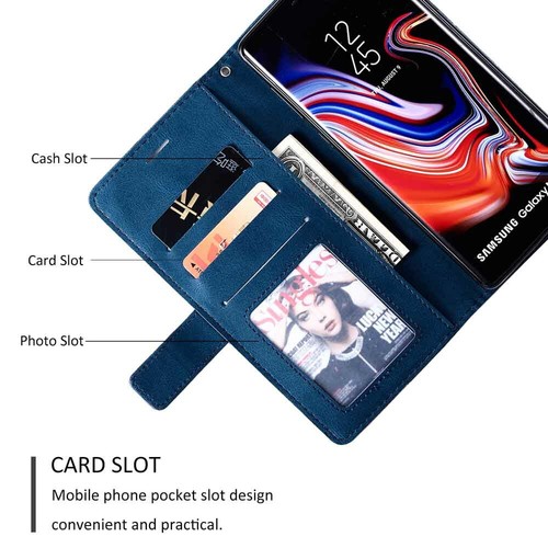 For Samsung S20 S7 S8 S9 S10 Plus Note 9 Magnetic Wallet Case Flip Leather Cover - Picture 5 of 33