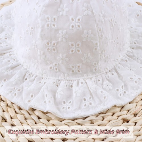 Baby Girl Sun Hats with Bowknot Cotton Infant Bucket Hat Summer Toddler Kids ... - Picture 3 of 6