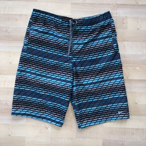 Nike Boardshorts Herren S Blau Aqua Streifen Tasche Badeanzug Badehose Swoosh Logo