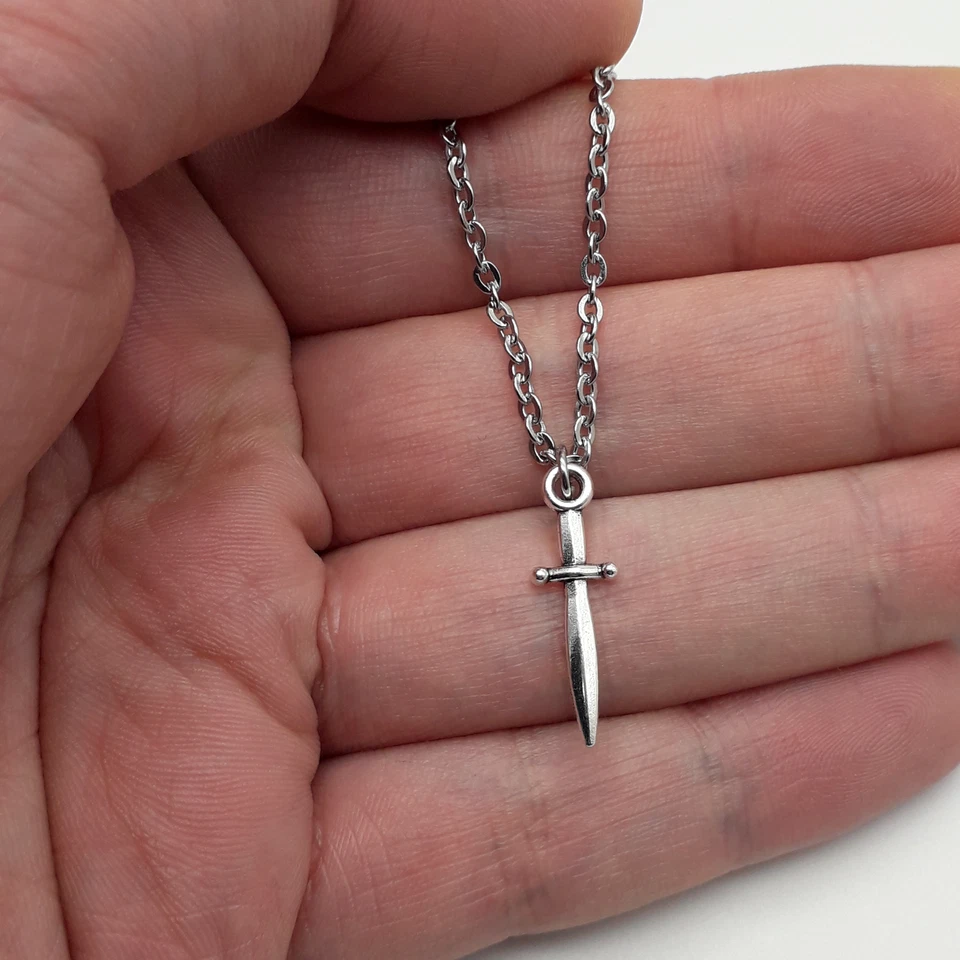 Collana Spada Argento catena con ciondolo Uomo Donna pugnale Spadino no paciotti - Immagine 3 di 4