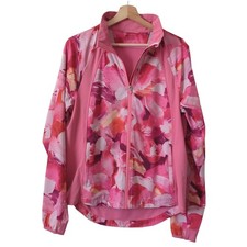 Athleta Womens Run With It Full Zip Printed Painted Energy Jacket Pink Medium