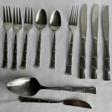 11 Towle Pcs Flatware Supreme Cutlery Bamboo Bright Stainless Glossy Japan