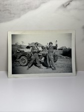 Original WW2 Found Photo USA Weapon Jeep Vintage Military Soldier WWII History
