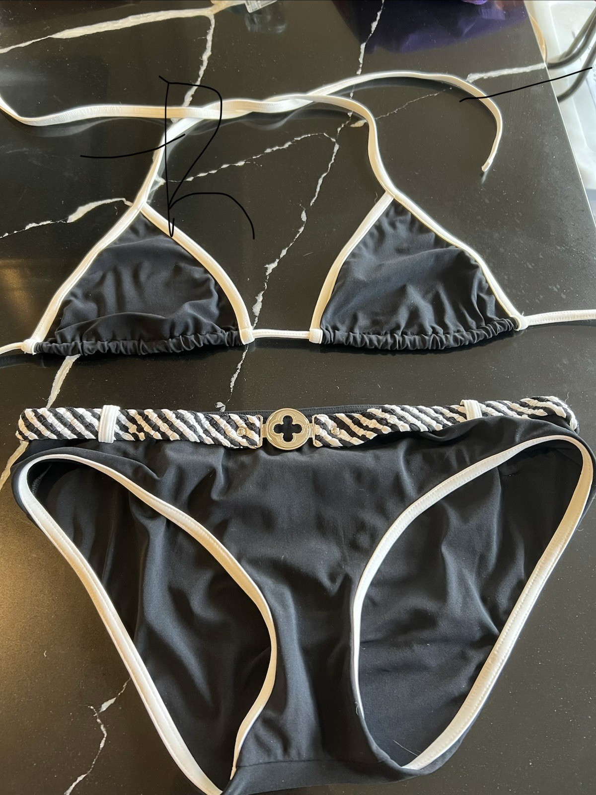 Extremely Rare Louis Vuitton Black /White Swimsuit Bikini, Exc Cond. Worn Once.