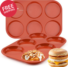 2 Pack 4 Inch Jumbo Silicone Egg Mold Nonstick Large Round Muffin Top BPA Free