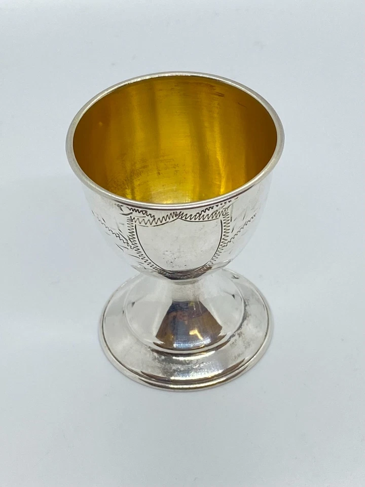 Antique 800 Silver Hand-Engraved Goblet – Gold Gilt Interior – Elegant Collectib - Image 2 of 4