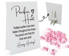 Baby Prcifier Hunt Shower Games, Gender Reveal Game, 8 11 Sign and 50 Mini Pa...