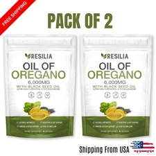 Pack of two Resilla Oil of Oregano with Black Seed Oil, 6000 Mg Softgels