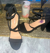 TOP MODA Women s Black Strappy Ankle Strap Block Heel Open Toe Buckle 6