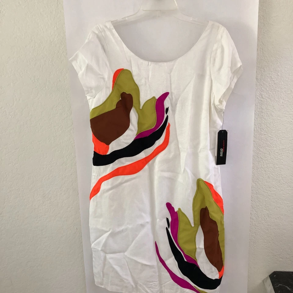 NUEVO Vestido recto Miss Sixty para mujer Lanier blanco talla 12 colorido fiesta cóctel Foto 3 de 4