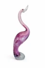 Vintage Hand Blown Art Glass Flamingo Crane Sculpture Pink Clear Base 13.5"