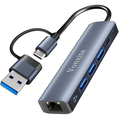 USB LAN Adapter 1000M   RJ45 Gigabit, 5 in 2 Multiport Hub für Maximalverbindung