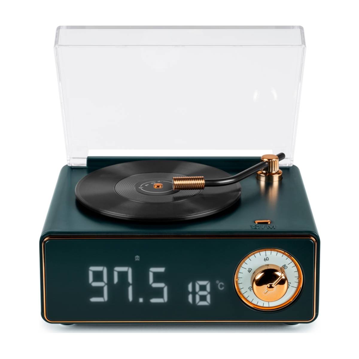Altoparlante Bluetooth BigBen EPOK réveil vintage vert aux finitions haut de gamme