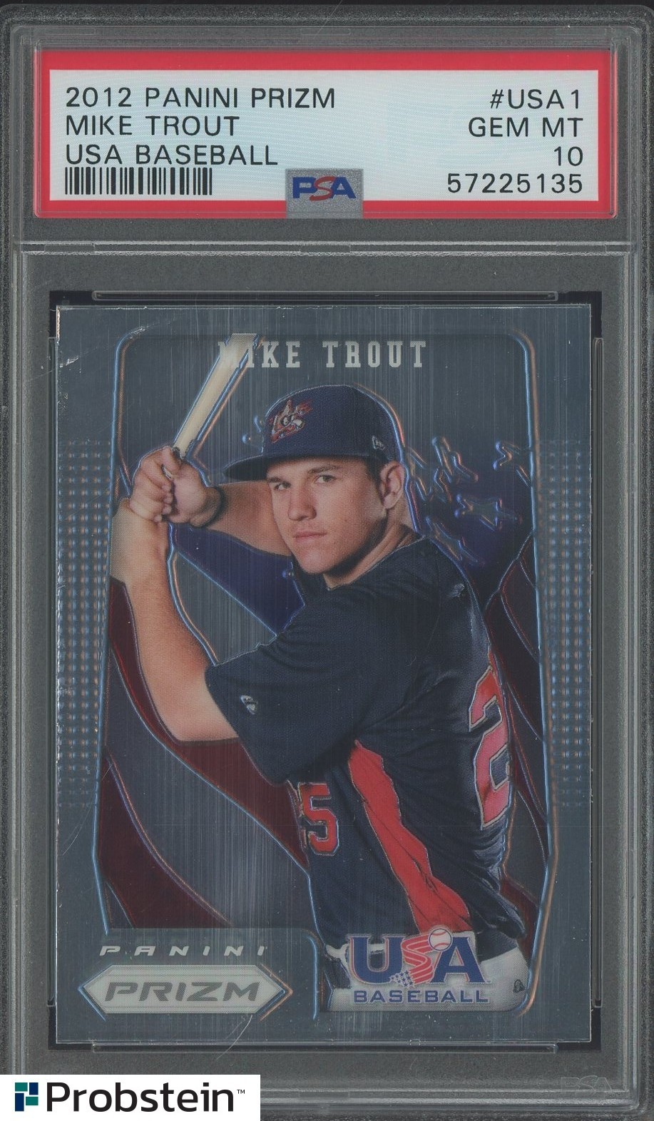 2012 Panini Prizm USA Baseball #USA1 Mike Trout RC Rookie PSA 10 GEM MINT view 1