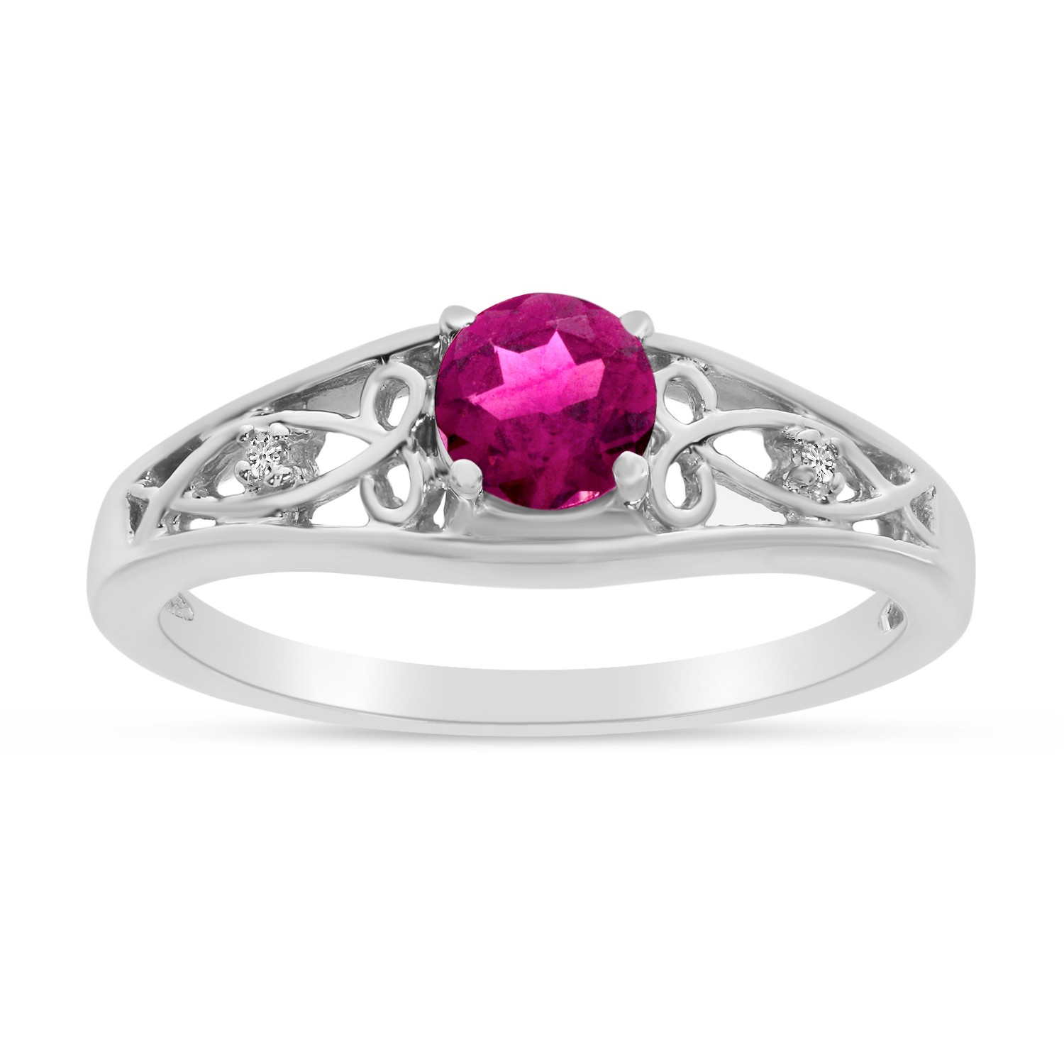 LXR 10k Weigold Rund Pink Topaz und Diamant Ring 054 ct 168390₽