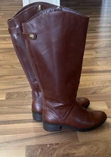Women’s Size 7.5  Knee High Cognac Brown Tall Riding Boot Barn Western Zipper