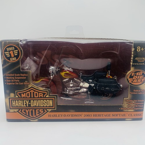 RC Ertl Serie 1 Harley Davidson 2003 Heritage Softail Classic Maßstab 1:18 Neu - Bild 5 von 10
