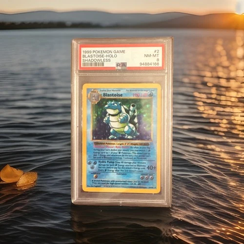 1999 POKEMON BASE SET SHADOWLESS #2 BLASTOISE-HOLO PSA 8