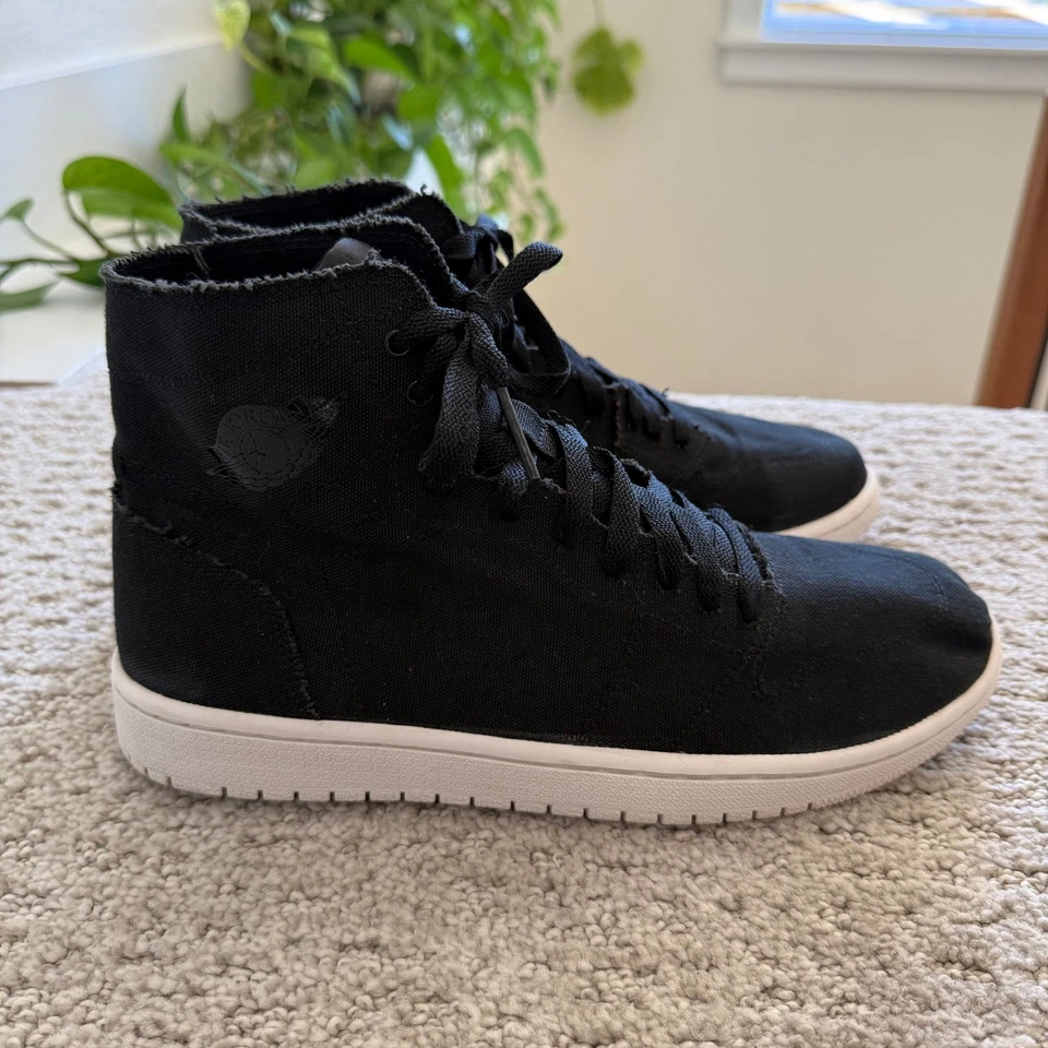 Nike Air Jordan 1 Retro Alta Lona Deconstruida Negra Hombres 9 Tenis 867338-010 Foto 2 de 4