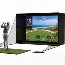 8.4 x 8.4 x 5FT Golf Simulator Enclosure with Impact Screen, Nets Steel Frame