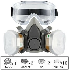 Atemschutz Gasmaske 6200 Staubmaske Lackiermaske +Schutzbrillen 10 Filter