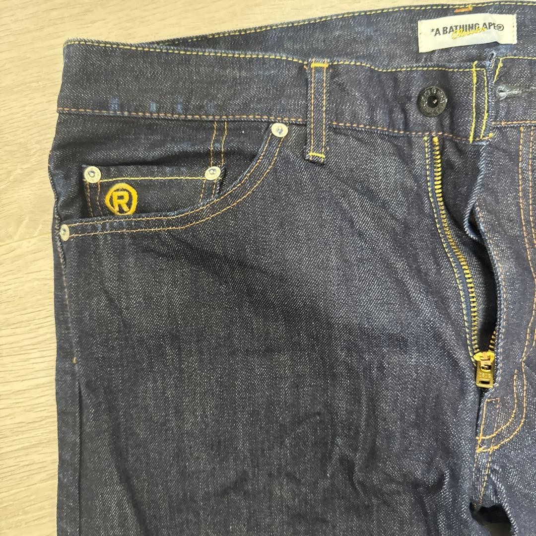 A BATHING APE Straight Denim Pants Jeans Dark Indigo Blue M BA0226205 thumbnail 4