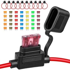 10 Pack 12AWG Inline Fuse Holder 12V Waterproof with Standard Car Blade Fuses