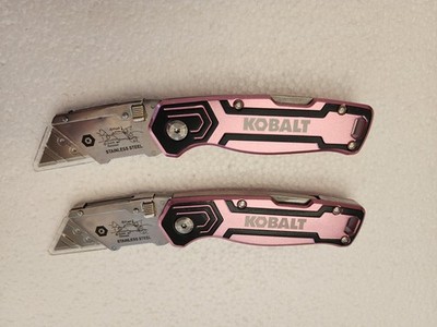 PINK! Utility Knifes / Razor Knifes *Kobalt* Bar Lock Latch & Belt Clip TWO NEW!