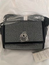 NWT Valentino Orlandi Black with Silver Rhinestone Studded Crossbody Elegant Bag