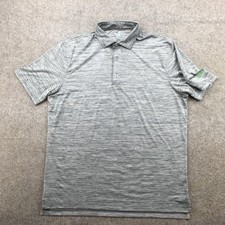 Johnnie-O Polo Shirt Mens Large Gray Stripe Featherweight Golf UPF 50 Stretch