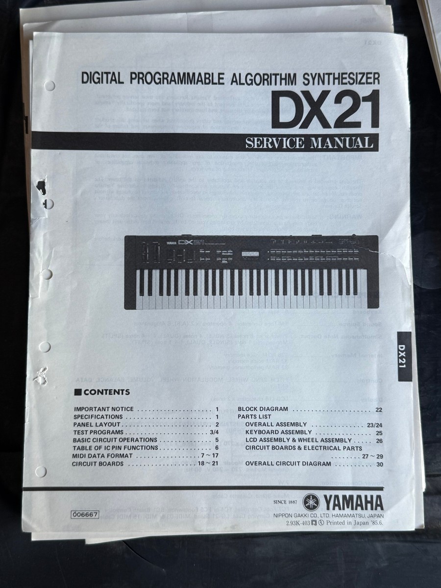 Yamaha DX21 61 Key FM Digital Synthesizer Keyboard Vintage