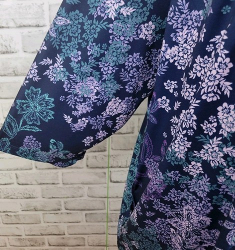 Catherines Blue Floral Poly Spandex Dress Size 4X 3/4 Sleeve Round Neck - Picture 3 of 7
