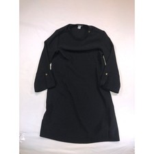 HM Black Long Sleeve Mock Neck Shift Dress Gold Button Detail Size 4 P/N 0625773