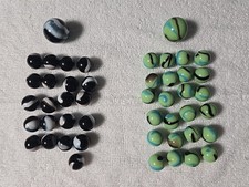 Glass Marbles Lot of 47 Includes 2 Shooters - Orca Swirl and Butterfly Cobbles