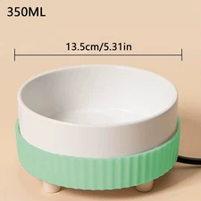 Heated Cat Bowl Rechargeable Pet Water Heating Bowl Noiseless Ceramic Water Bowl