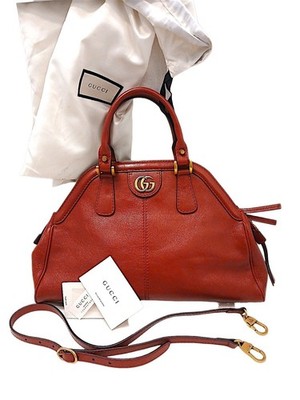 Gucci ReBelle Leather GG Lion Rebel Framed Bag Red Calfskin Handle Handbag Purse