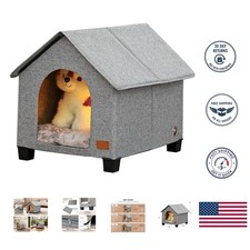 Insulated Elevated Dog House - Cozy Indoor Shelter for Medium Dogs  Large Cats